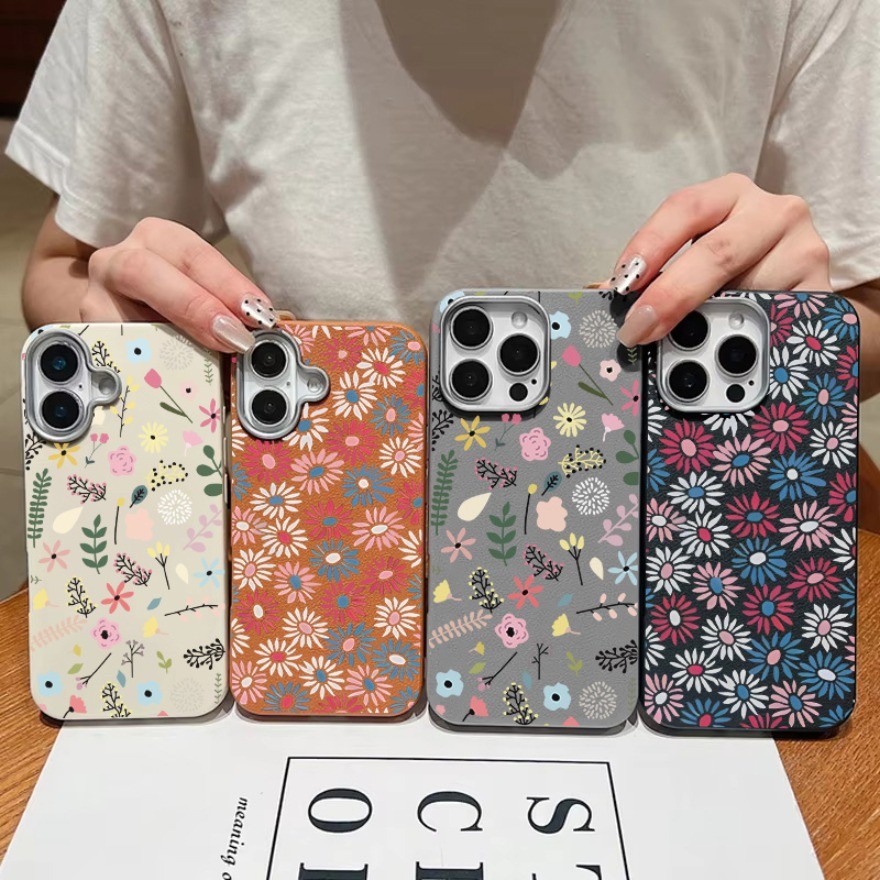 INS Hoa Lá Hoa Cúc Da PU Dành Cho Samsung Galaxy S26 Plus S26 Ultra S25 FE A06 A12 A15 A22 A32 Nhẹ M