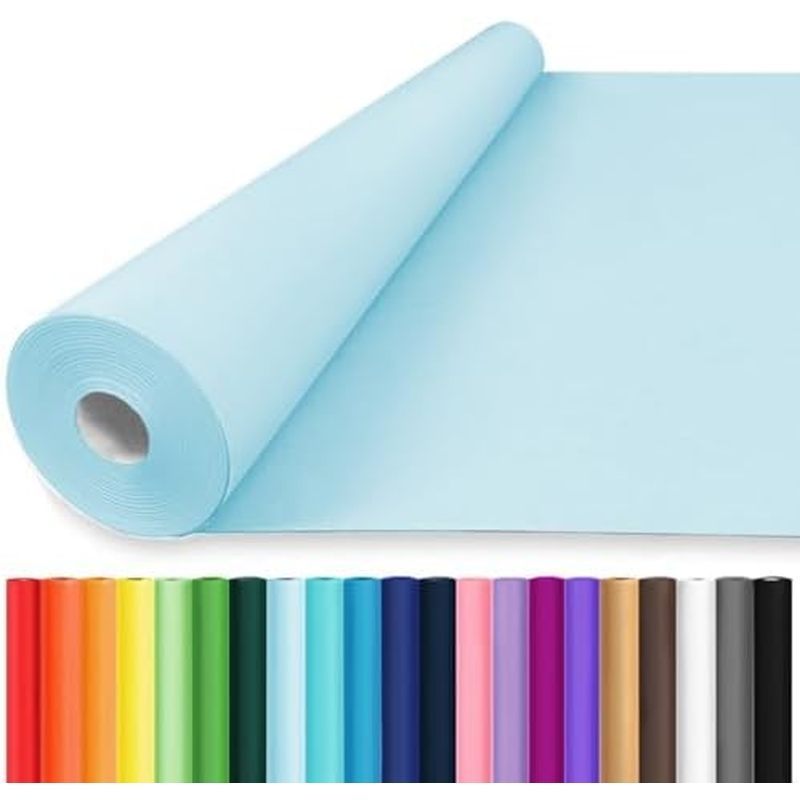 Vanhench 36" x 2400" (200') Sky Blue Wrapping Paper, Solid Color Art Kraft Craft Paper for Birthday 