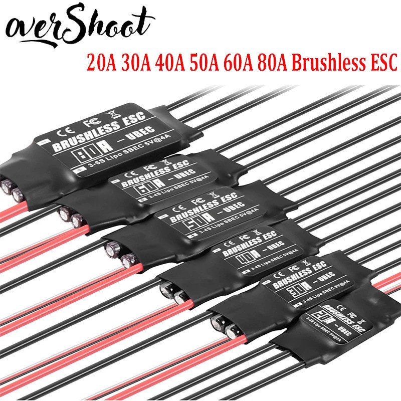 HB 20A 30A 40A 50A 60A 80A ESC không chổi than với UBEC 2-6S cho RC Máy bay trực thăng Phụ kiện RC