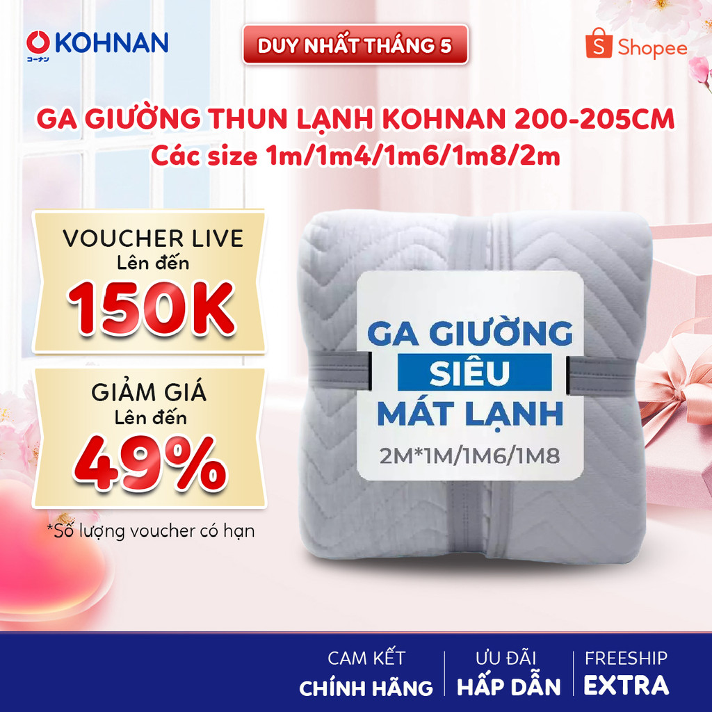 Ga giường mochi thun lạnh KOHNAN siêu mát lạnh, size S/Q/K/WK, nhiều màu sắc, dạng phủ mặt