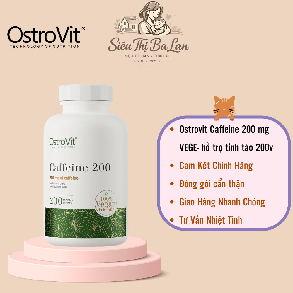 [ đủ bill] OstroVit Caffeine 200mg (200 viên) Hỗ Trợ Tỉnh Táo, Tăng Hiệu Suất Tập Luyện