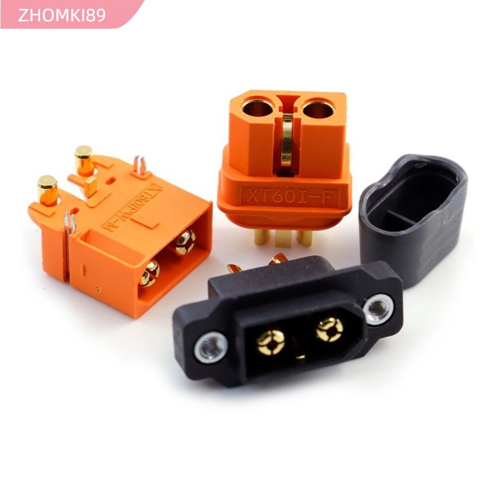 ZHOMKI89 Bộ 2 phích cắm XT60I, đồng thau mạ vàng Amass XT60IE-M/XT60IPW-M, dòng cao, dễ lắp dây cho 
