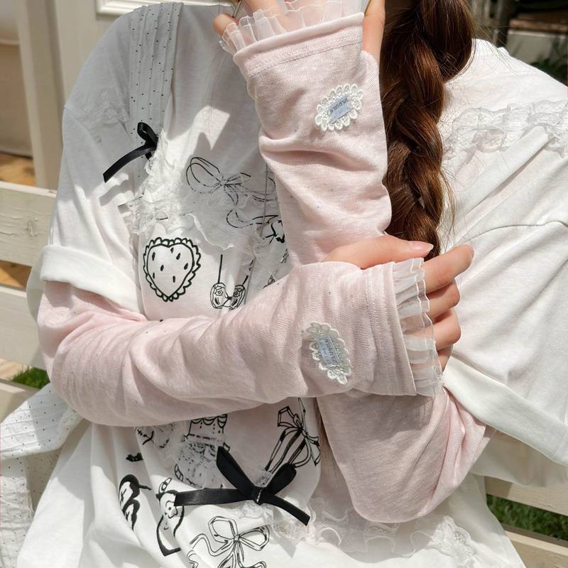 Thin Open Finger Lace Sun Protection Oversleeve Summer Ice Sleeve UV Protection Loose Arm Protector 