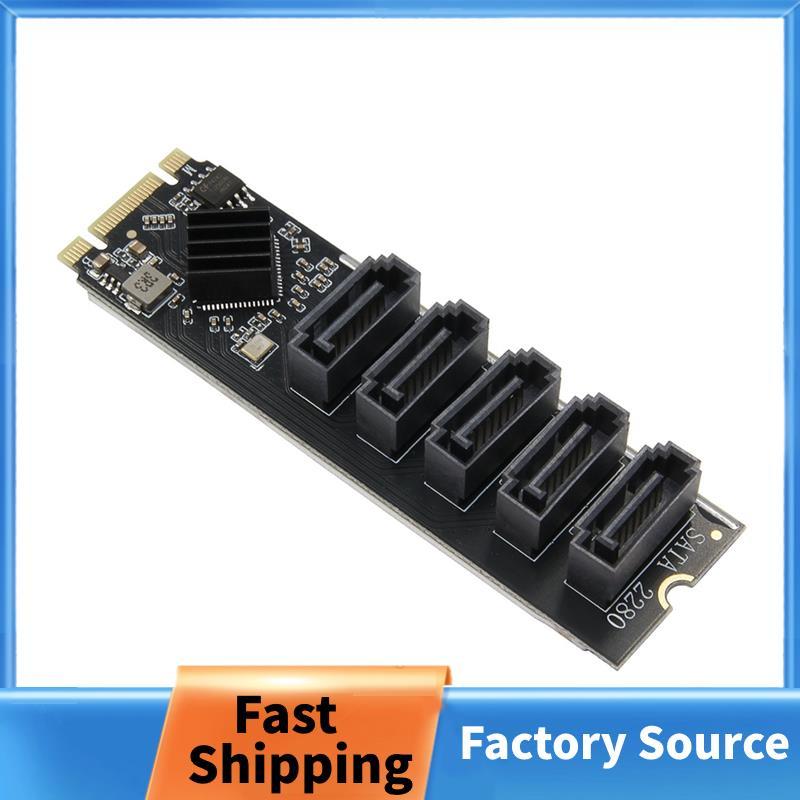M. Bộ chuyển đổi 2 NGFF B-KEY sang SATA Đa chức năng M. 2 đến 5 Cổng SATA3 6Gbps Thẻ mở rộng SSD JMB