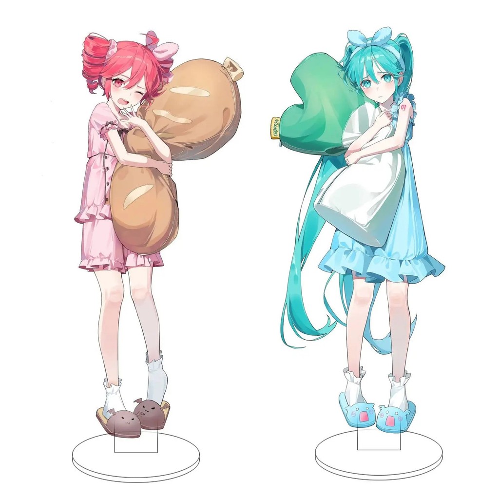 Standee anime Hatsune Miku Kasane Teto ôm gối dễ thương, mô hình mica trang trí bàn học quà tặng Voc