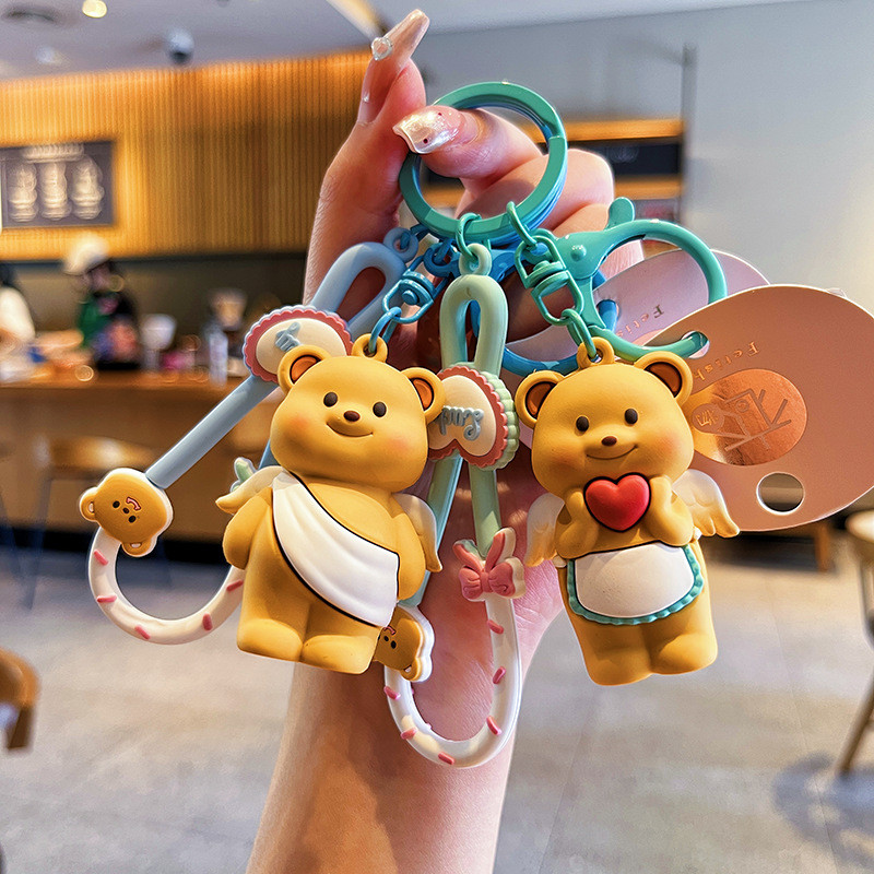 【Ready Stock】 Creative Butter Bear Keychain Cute Cartoon Doll Couple Online Red Envelope Package Pen