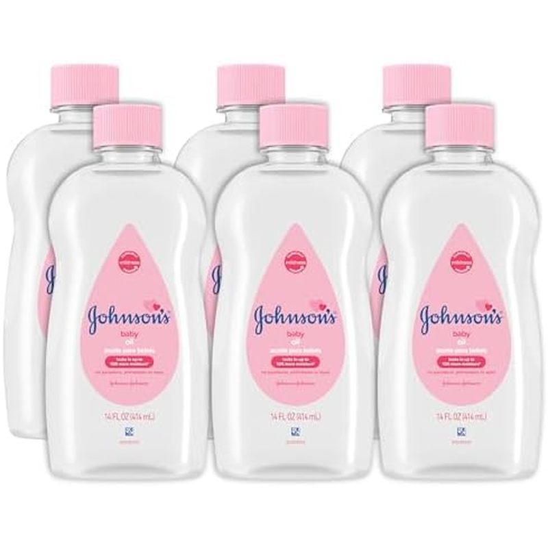 Johnson's Baby Oil, Pure Mineral Oil to Prevent Moisture Loss for Newborn, Kids, & Adults, Gentle, S