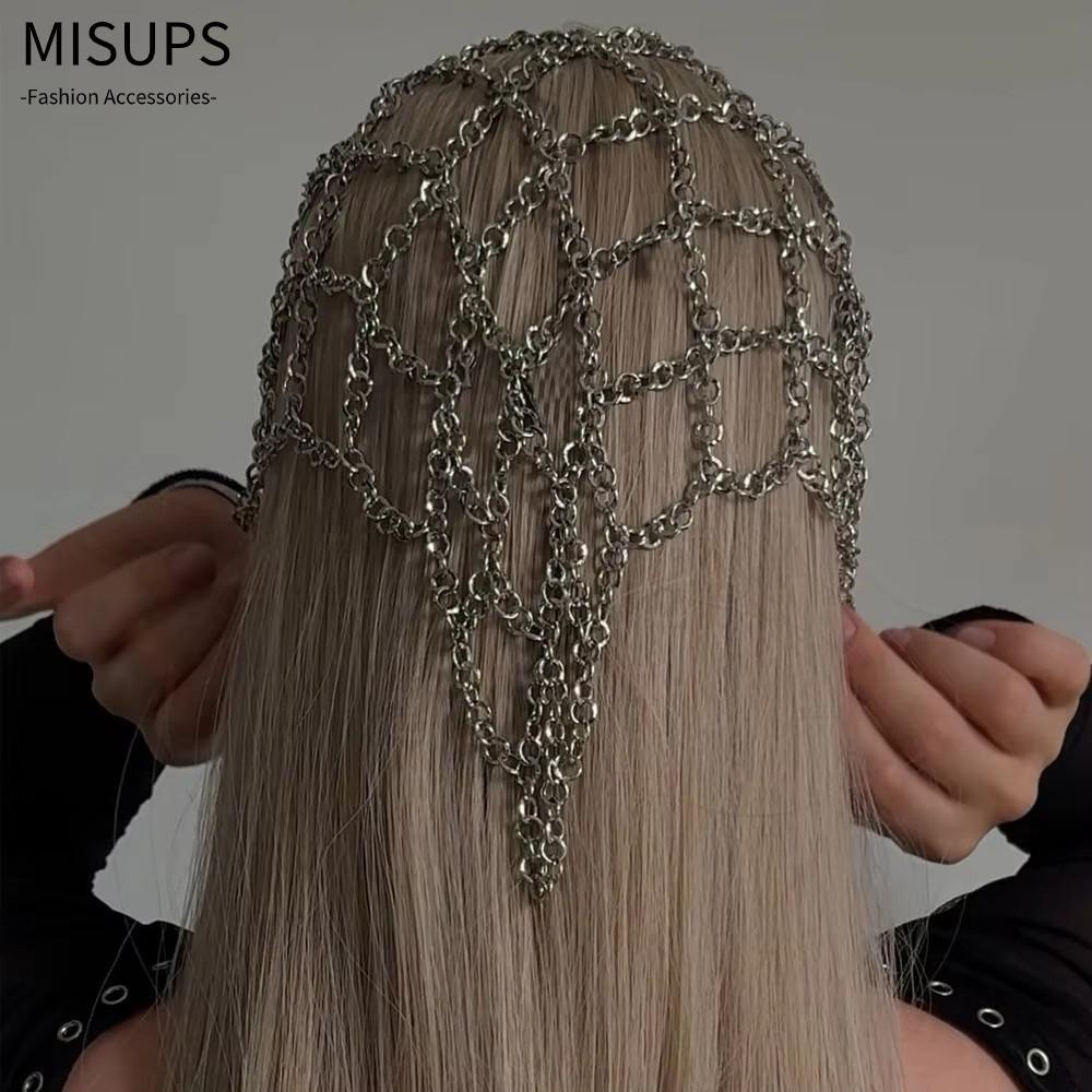 MISSIPS Crystal Head Chain, Boho Style Rhinstone Bridal Forehead Jewelry, Bridal Crown Chain Link He