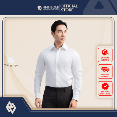Áo sơ mi trắng nam Phan Nguyễn Elegant, chất liệu cotton cao cấp, mềm mại, form slim fit SMD.1481