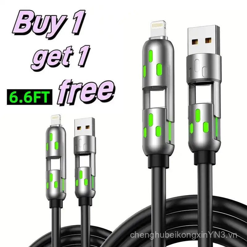 [Mua 1 Tặng 1] Cáp Sạc USB Đa Năng 4 Trong 1 Có USB A, Loại C, Lightning-MAX65W Sạc Nhanh & Đồng Bộ 