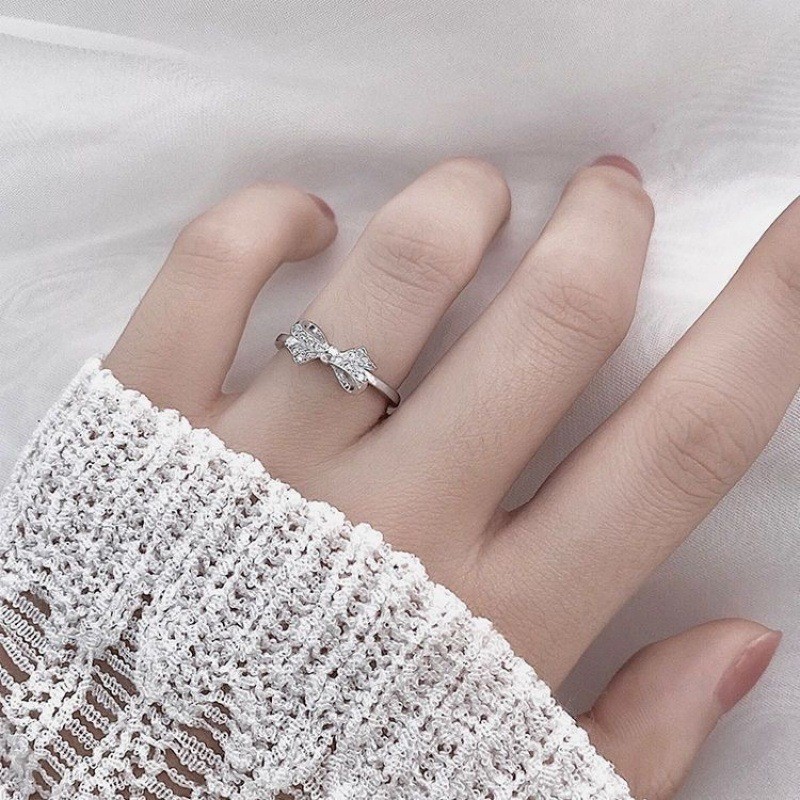 Popular~Ribbon bow women's ring, gentle style, niche design, graduation gift for a best friend, inde
