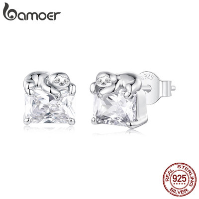 Bông tai bạc Bamoer 925 Bông tai lười Trang sức Quà tặng cho nữ