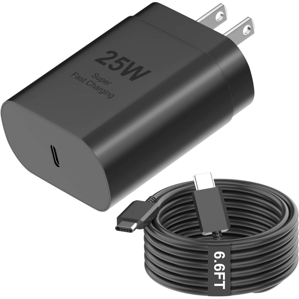 Bộ sạc tường sạc siêu nhanh Samsung USB-C Bộ sạc 25W PD có cáp Type-C (6,6ft) cho Samsung Galaxy S26