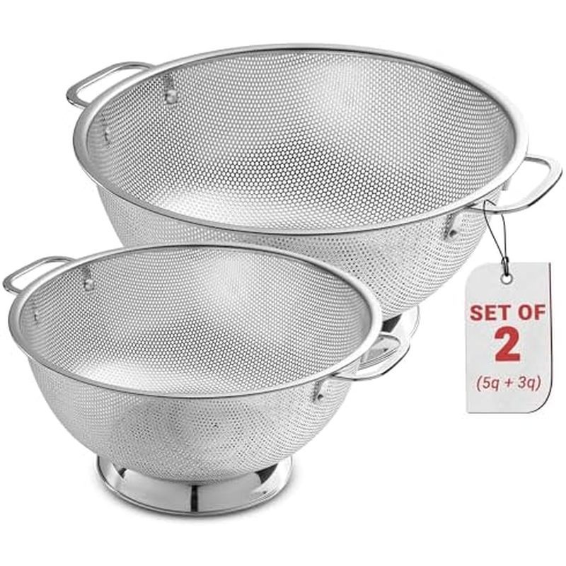 Bellemain Colander for Kitchen – 5 Qt Stainless Steel Strainer with Handle - 18/8 Pasta Strainer Bow