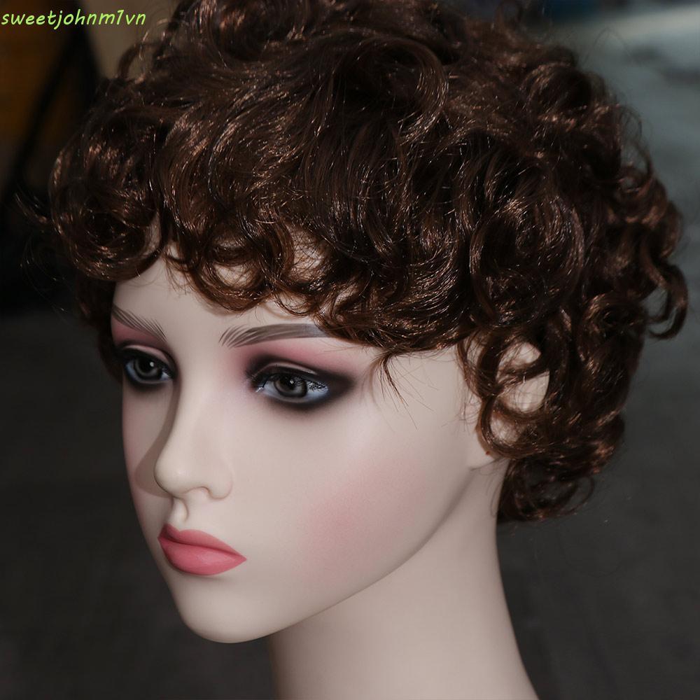 SWEETFASHION Tóc giả nam tổng hợp disco 70s, style ngắn afro xoăn, phù hợp cosplay và Halloween