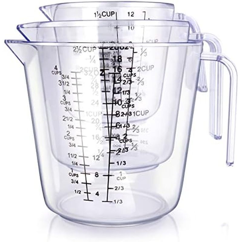 Measuring Cups Set, Liquid Measuring Cups For 3 For Kitchen - BPA Free Plastic Set with Spout Multip