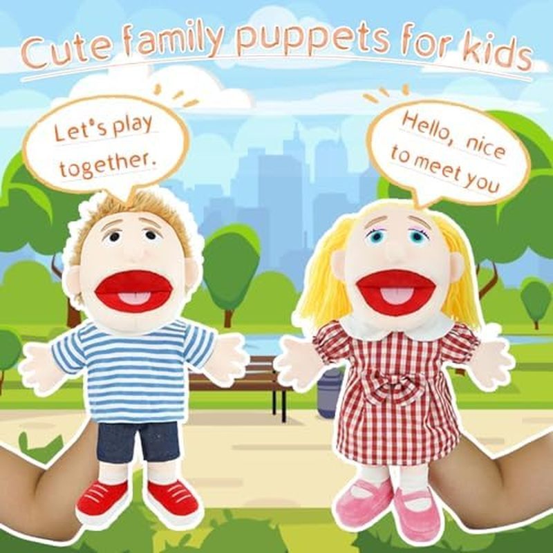 Hand Puppet Family Puppet,2pcs Cute Puppet Plush Toys Teaching Show,Soft Big Puppet for Kids Family 