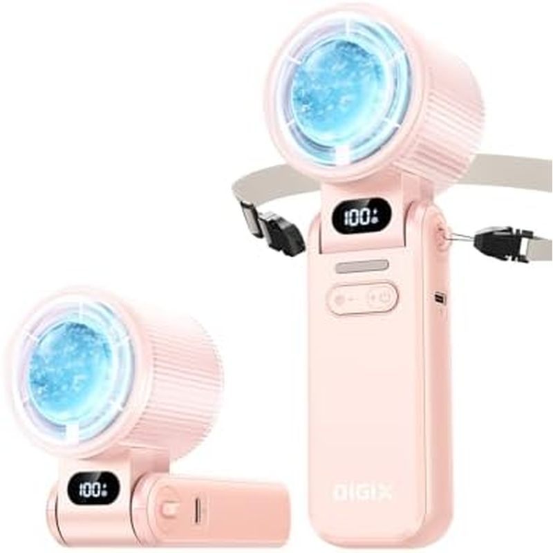 DIGIX Portable Handheld Turbo Fan with Ice Cooling, Rechargeable Personal Fan, Up to 15Hrs Cooling, 