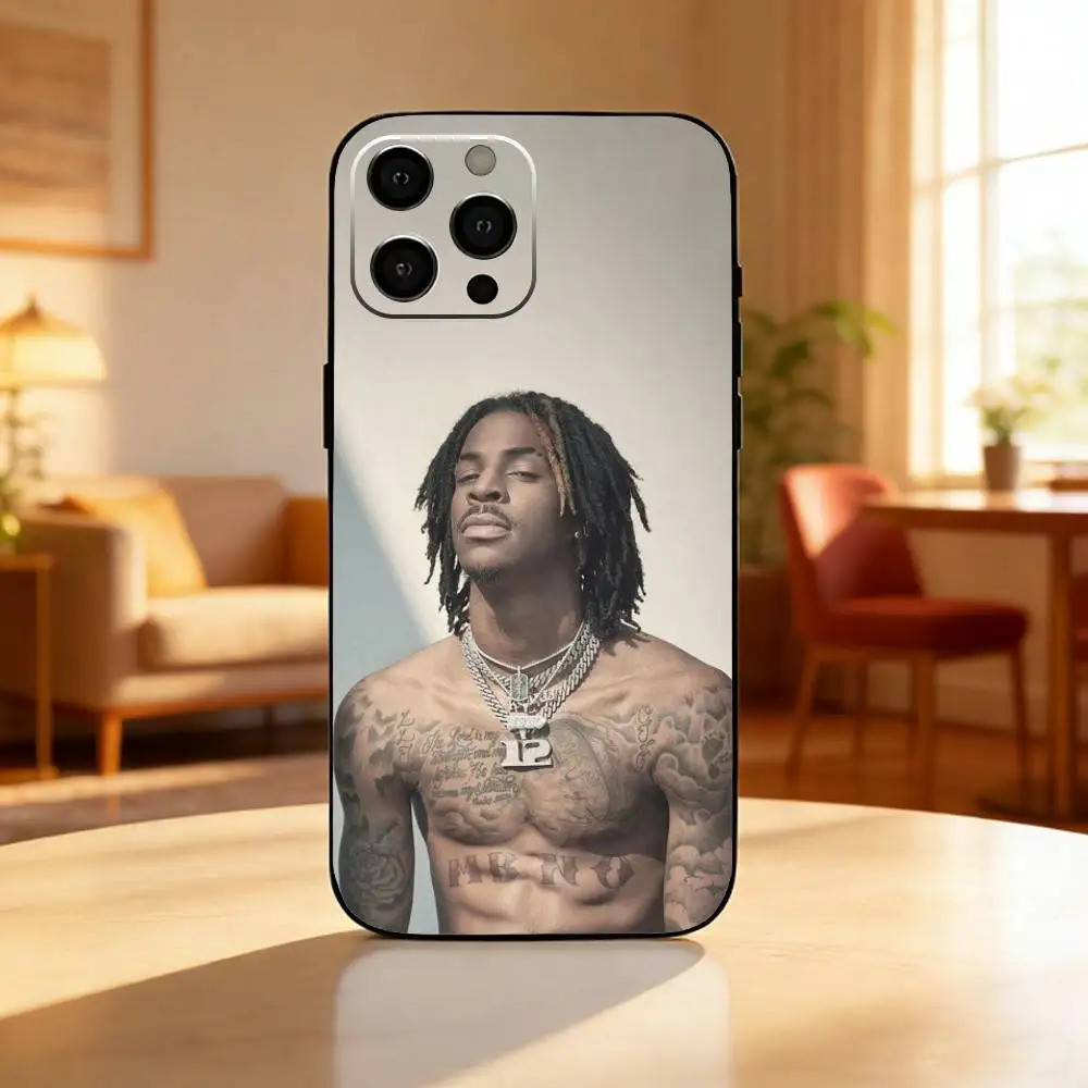 Ốp điện thoại TP-2 Basketball Ja M-Morant 12 cho iPhone17,16,15,14,13,12 Plus, Vỏ đen silicon mềm tố
