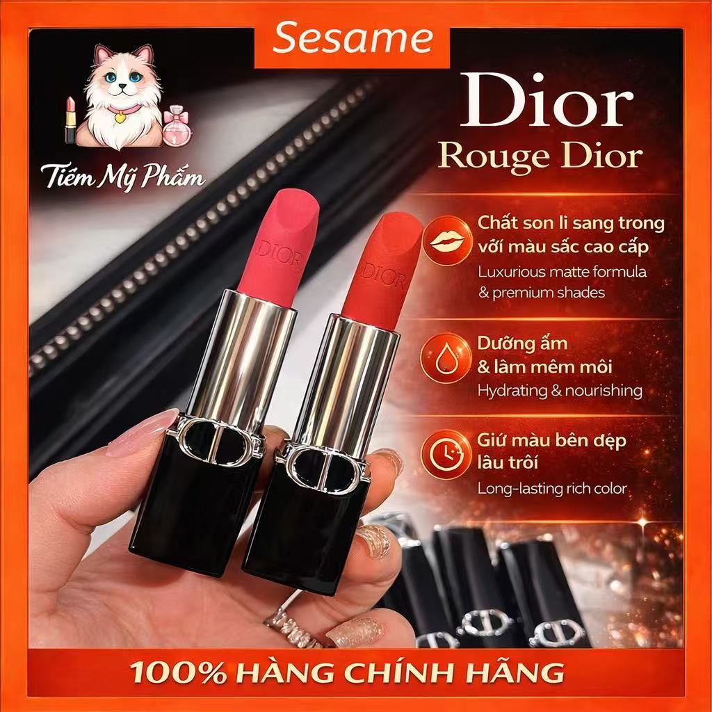 【Chính Hãng】💋Son Lì 𝔻𝕚𝕠𝕣 Rouge Velvet |  Lipstick 2025 | Full Box/ Full Size💋