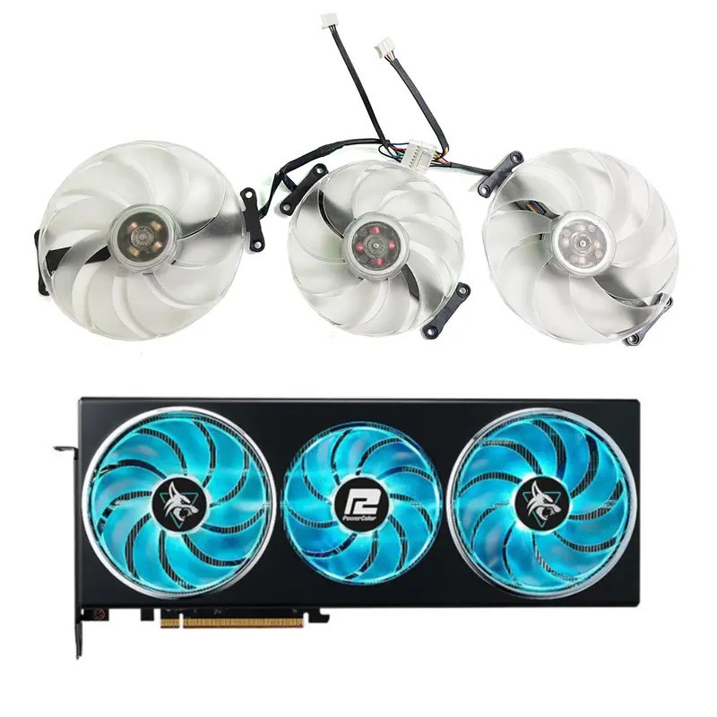 Kankeirr Mới T12915BU 98MM 4PIN Quạt GPU cho PowerColor RX 7900GRE 7900XT 7900XTX HELLHOUND card đồ 
