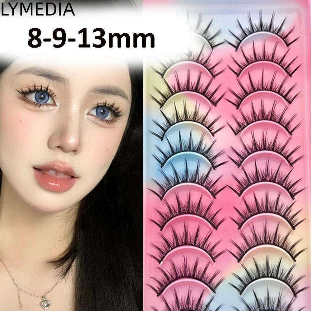 LYMEDIA 10 Đôi Lông Mi Giả, Lông Mi Giả Chồn Giả Tự Nhiên, Khối Lượng Dày Đen Lông Tơ Lông Mi Mắt Gi