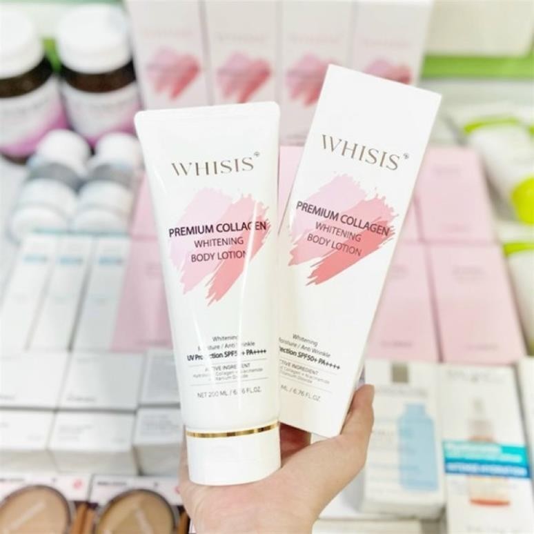 (miu shop ) Kem Dưỡng Thể Trắng Da WHISIS Chống Nắng - Premium Collagen Whitening Body Lotion 200ml 