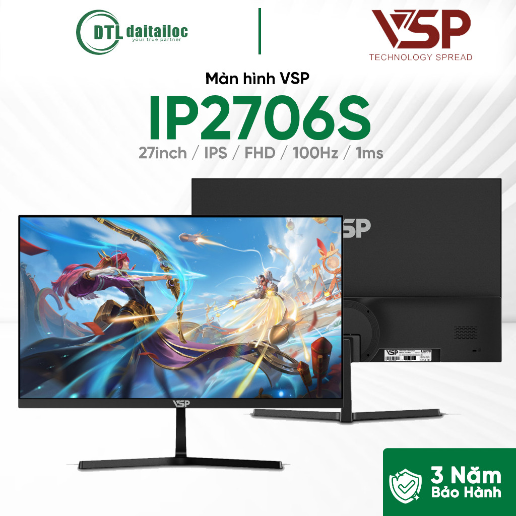 Màn hình VSP IP2706S  27inch IPS FHD 100Hz 1ms | Chính Hãng | Bảo Hành 2 Năm