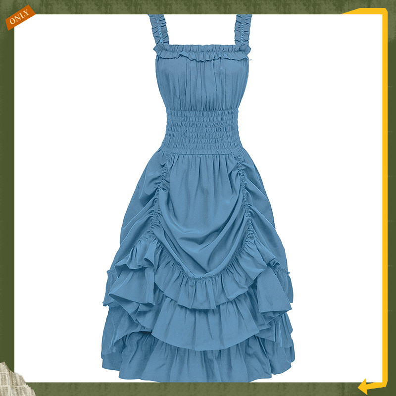 Trang Phục Lộn Đầm Thắt Lưng Retro Ireland Kích Thước Phồng Tòa Án Dài Đầm cos Khâu Đầm Lolita Vai P