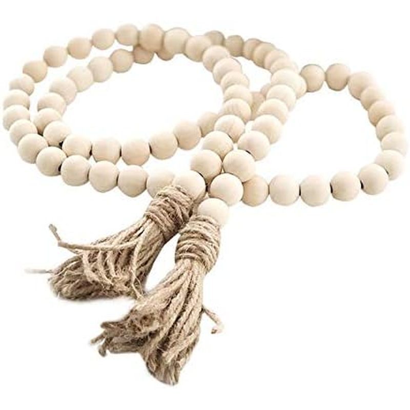 Fhouse Hạt Gỗ 58in Boho Tua Rua Vòng Hoa - Mộc Mạc Đất Nước Boho Sang Trọng Trang Trí Cho Tường, Trê