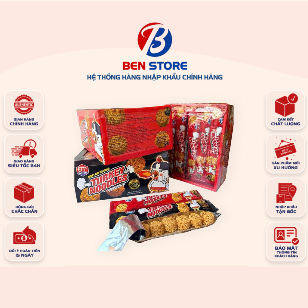 [HỘP 30 GÓI] Mì Tôm Ăn Sống Turkey Noodles Vị Gà Cay Thái Lan 20g - Hộp 30 Gói