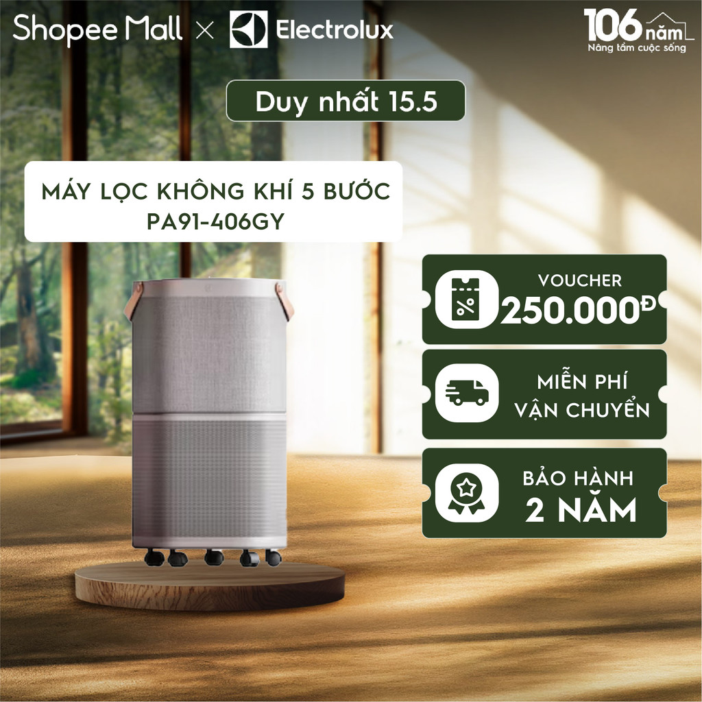 Free giao hàng - Máy lọc không khí Electrolux 5 bước lọc Pure A9 cho phòng diện tích 60m² - PA91-406