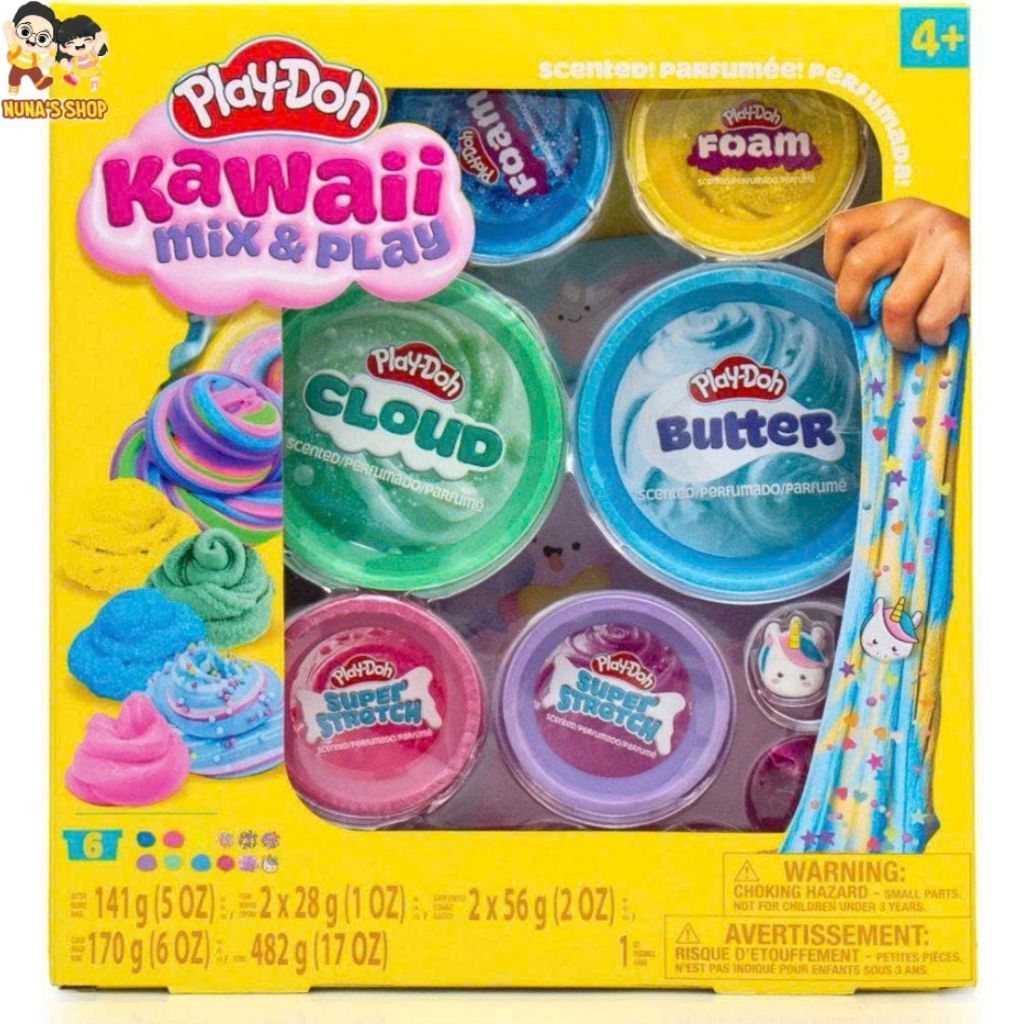 Đất nặn Play-Doh Kawaii Mix & Play - Bộ đồ chơi thơm đa dạng kết cấu dành cho bé từ 4 tuổi trở lên.