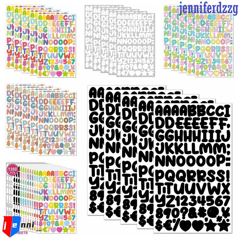 Nhãn dán chữ hoạt hình JENNIFERDZZG, 0,5 inch Phim hoạt hình hoạt hình ban đầu Bảng chữ cái Paster, 