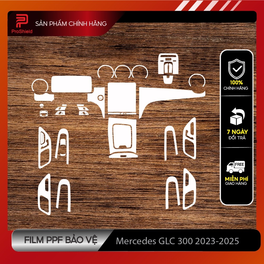 Mercedes GLC 300 2023-2025. Film PPF cao cấp dán chống xước nội thất, trong suốt. ( Tặng dụng cụ dán