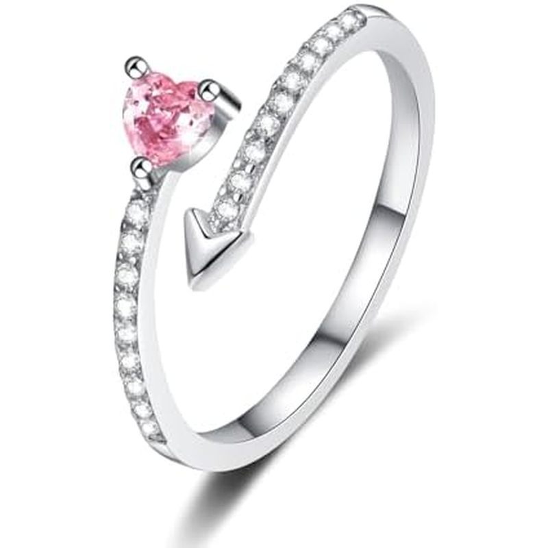 Dainty Heart Rings Adjustable Rings for Women Fashion Jewelry Gifts, Open Stacking Finger Ring，Frien