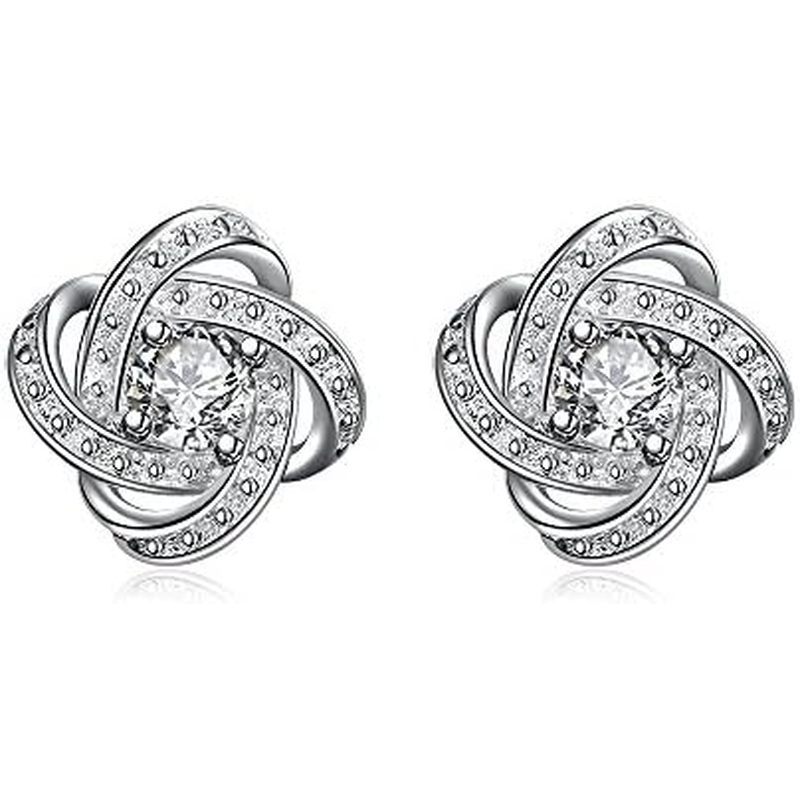 Yuren Womens Austrian Crystal Crystal Eternal Heart 925 Sterling Silver Ear Stud Diamond Windmill Sh
