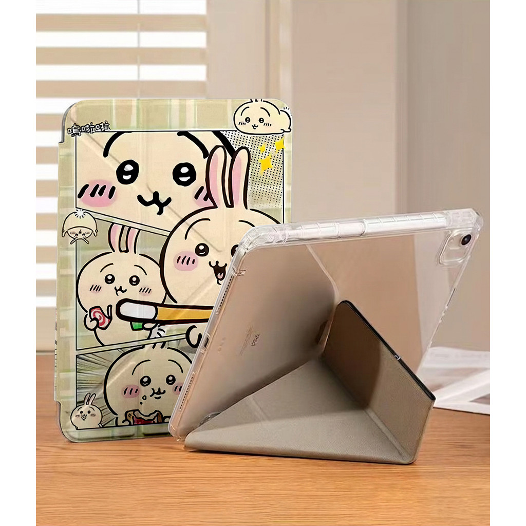 Chiikawa Usagi Ốp bảo vệ gập chữ Y cho iPad cho Air 4/5/6/7/8 M3 M4 A16, Pro 11 M4  Chống sốc ipad c