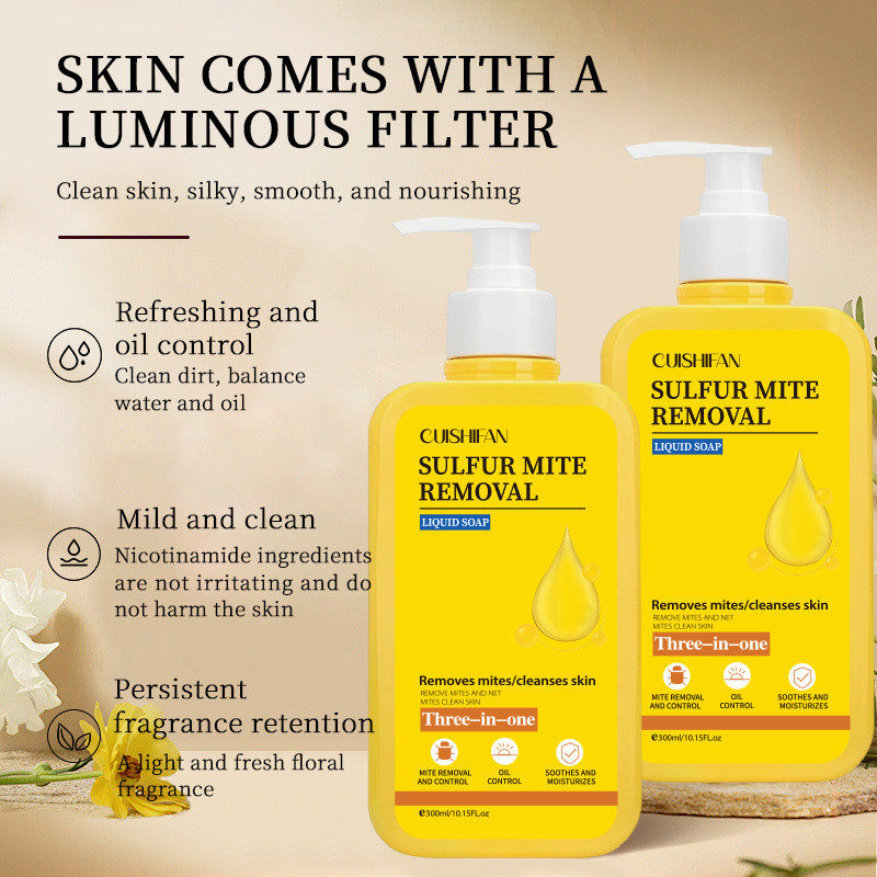 Bộ sưu tập kho báu Chất lượng cao CUISHIFAN Gel tắm lưu huỳnh ba trong một Làm sạch nhẹ nhàng Hương 