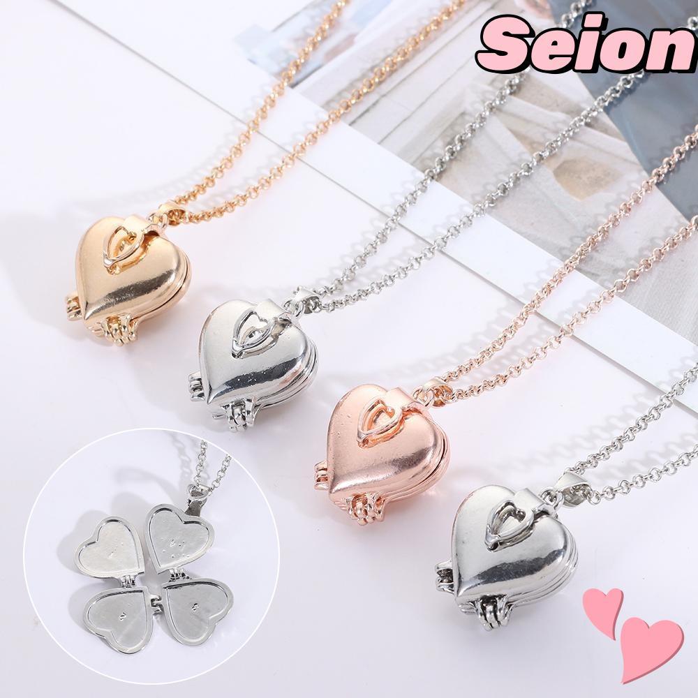 SEION Photo Locket, Vòng cổ 4 lớp trang sức, Mặt dây chuyền cổ điển DIY Heart