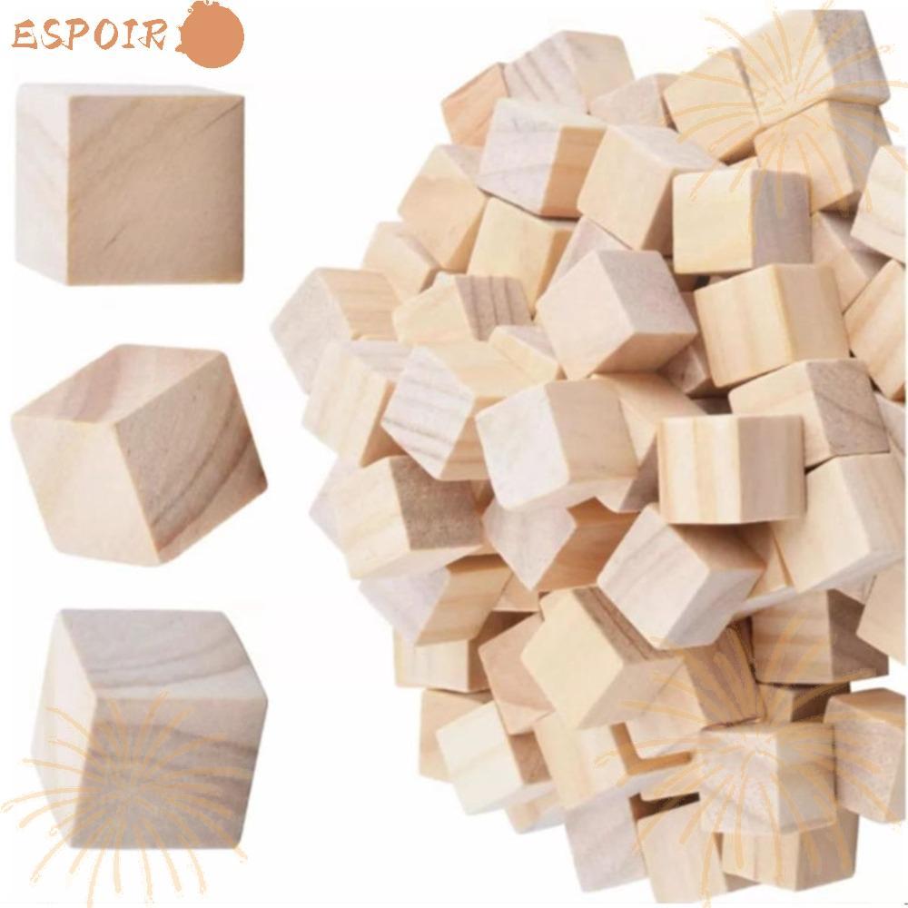 ESPOIR 100 Khối Gỗ, Khối Gỗ 2cm Chưa Hoàn Thành, Gỗ Chưa Hoàn Thành Bề Mặt Mịn Màu Gỗ Vuông Gỗ Thủ C
