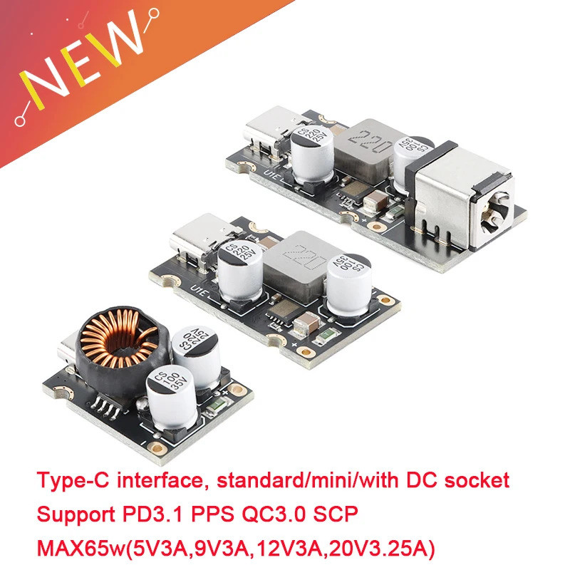 Mô-đun sạc nhanh PD65W Giao diện USB Type-C hỗ trợ PD3.1 QC3.0 SCP PPS Sạc nhanh 5V 9V 12V 20V