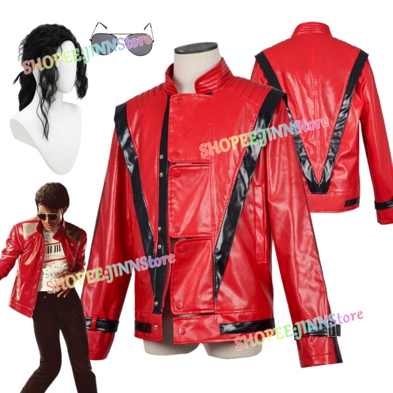 -JINN-MICHAEL JACKSON Cosplay Áo khoác da đỏ Bộ đồ giả MICHAEL Trang phục Anime Tiệc Carnival Trang 