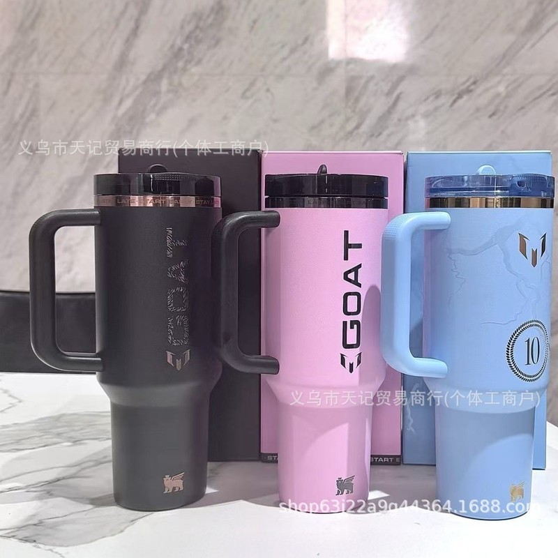 Stanley 40oz Xe Messi Thép không gỉ Icemaster Dung tích lớn Thermos Cup Xe Cốc Rơm Cốc Z