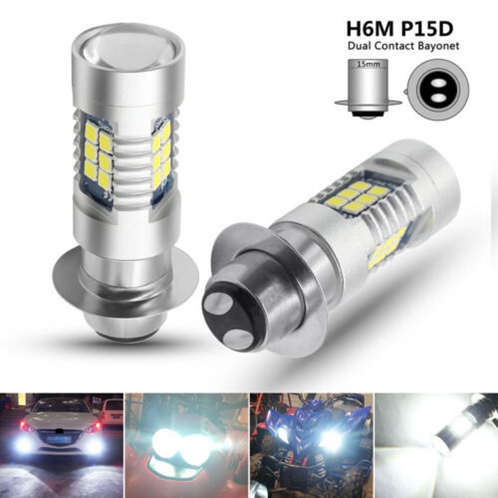 Đèn pha LED siêu bền 2X H6M 21SMD HiLo Beam P15D Xe máy DRL Đèn sương mù
