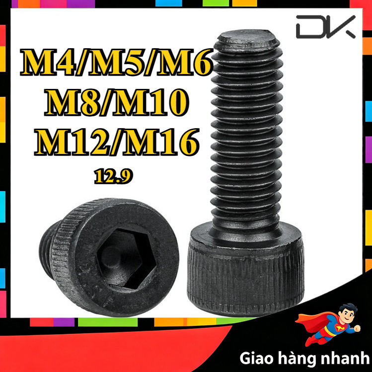 Bu lông ren trái cấp 12.9 vít đầu chén lục giác chìm ren ngược đầu trụ ren ngược M4 / M5 / M6 / M8 /