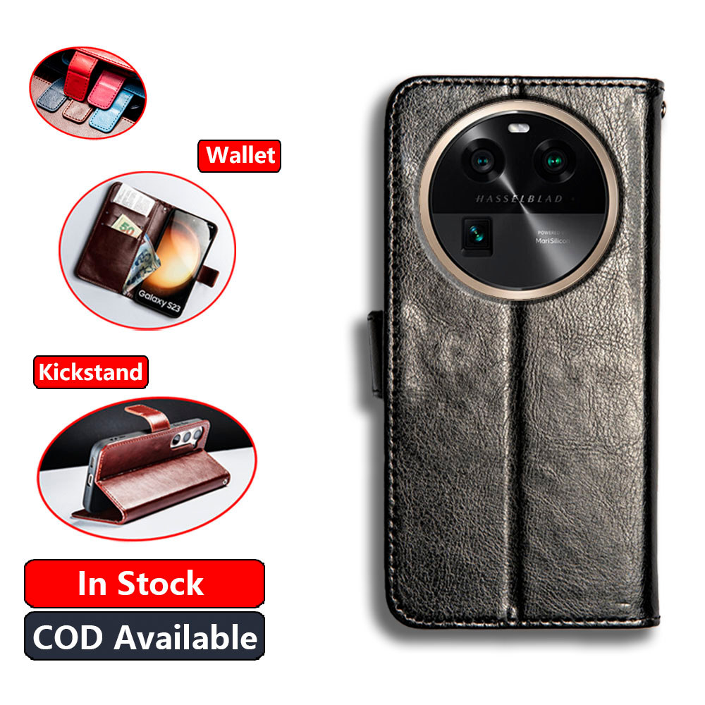 Da Cổ Điển Cho Oppo Find X6 Pro PGEM110 PGEM10 PGFM10 Ví Vintage Folio Case Flip Notebook Phong Cách