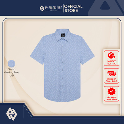 Áo sơ mi cộc tay họa tiết nam Phan Nguyễn, chất liệu cao cấp, mềm nhẹ, mát, form slim fit SMC.540