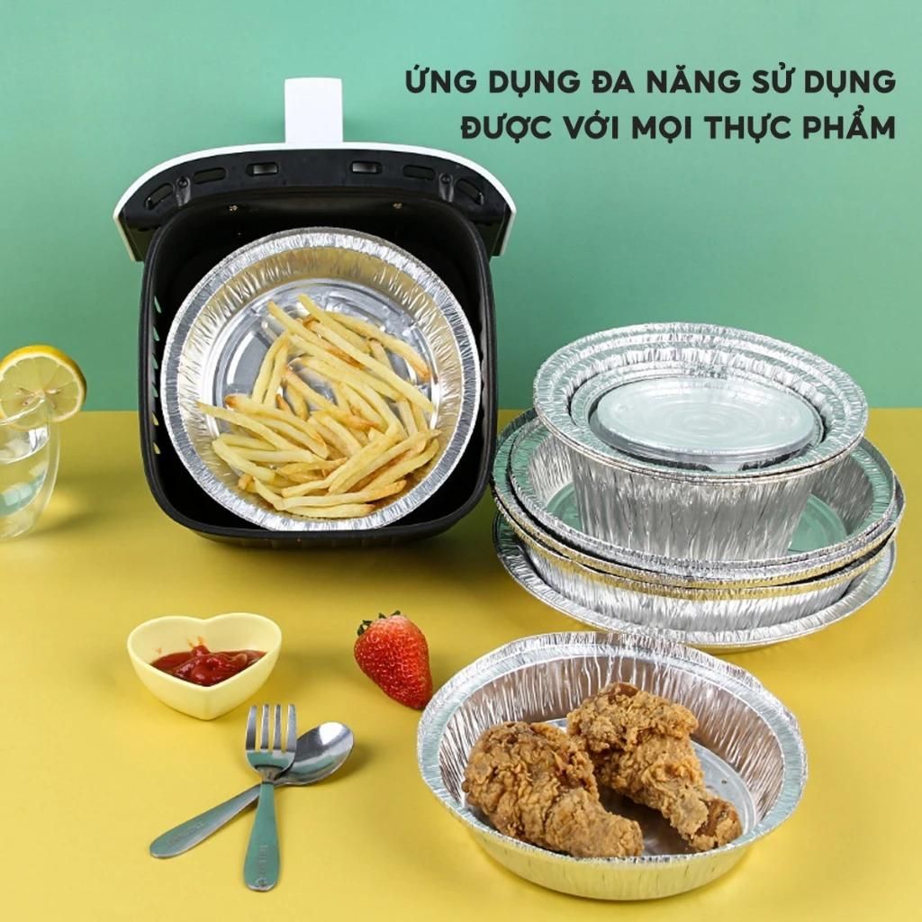 Khay Giấy Bạc 22cm Lót Nồi Chiên Không Dầu, Lò Nướng - Khuôn Đĩa Nhôm Đựng Thức Ăn, Thược Phẩm Nướng | BigBuy360 - bigbuy360.vn