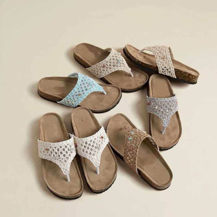 Kẹo Flip-Flops Dệt Flops Nữ 2026 Phong Cách Mới Thời Trang Flip-Flops Birkenstock Dép Flat Flip-Flop